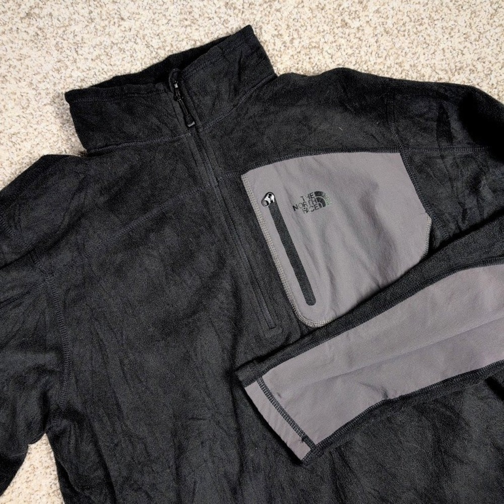 The North Face Mens Fleece Half Zip Pullover Jacket Black Grey Size Medium